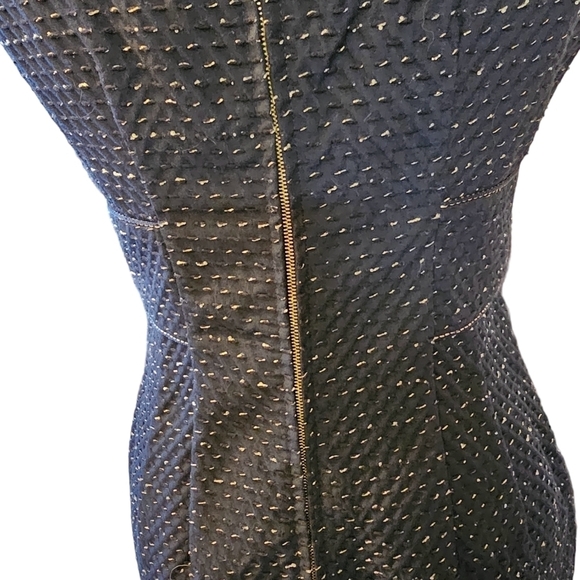 Kay Unger tweed cocktail formal special occasion navy-blue short sleeves dress 2 - Picture 6 of 8